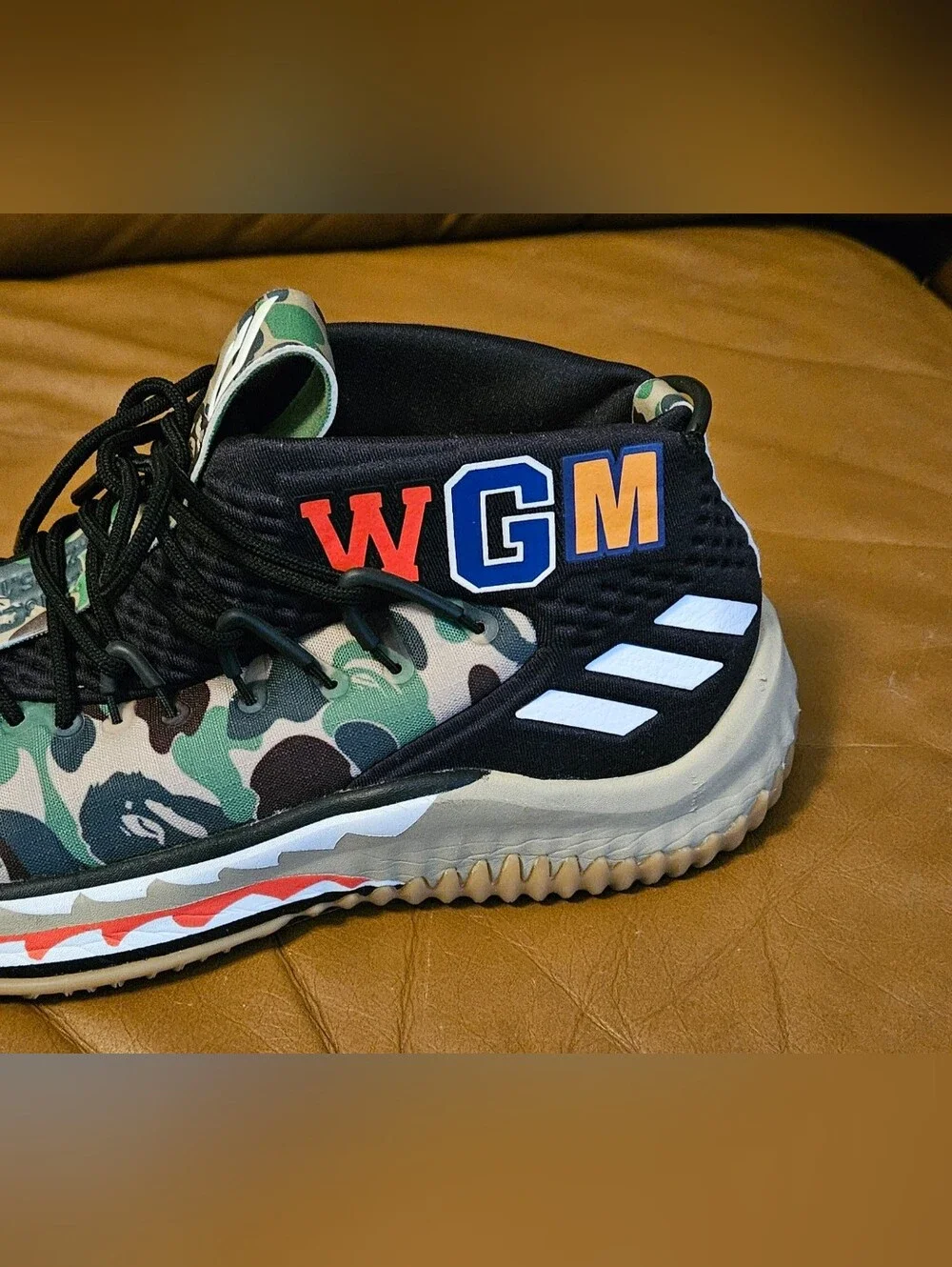 Men's Adidas Bathing Ape Dame 4 Camo WGM Sneakers Size 7
